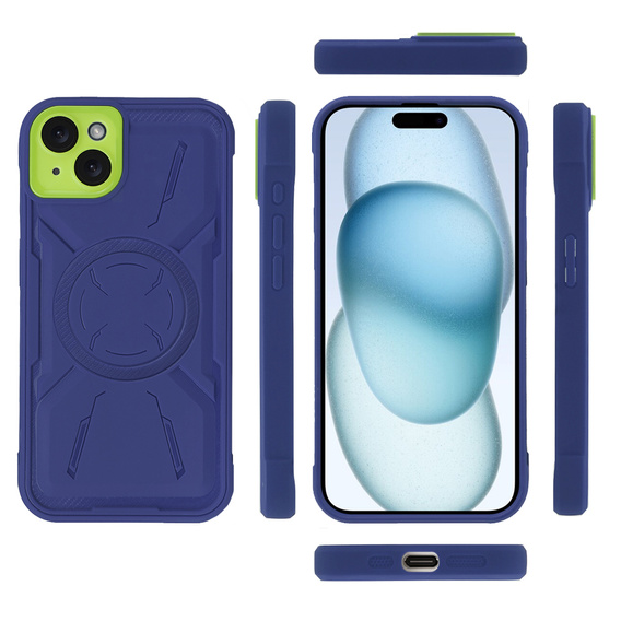 Чехол для iPhone 15 Plus, ERBORD Armor Mag, синий