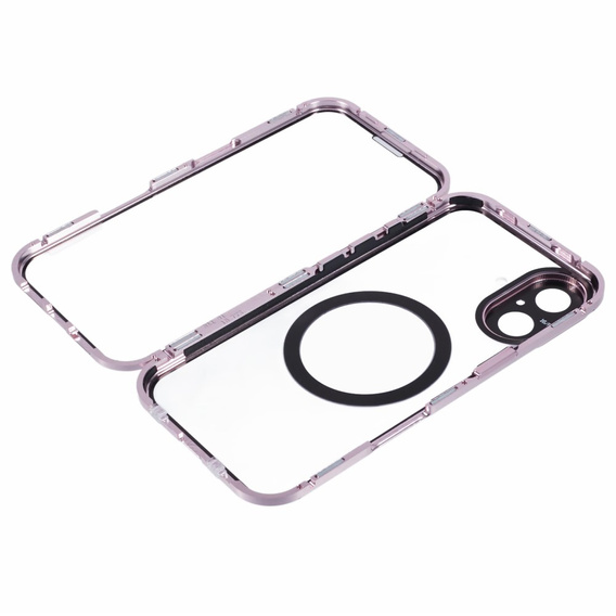 Магнітний чохол Dual Glass MagSafe для iPhone 16, рожевий rose gold