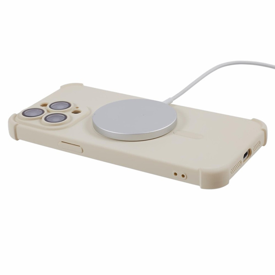 Силиконовый чехол для iPhone 15 Pro Max, для MagSafe, бежевый