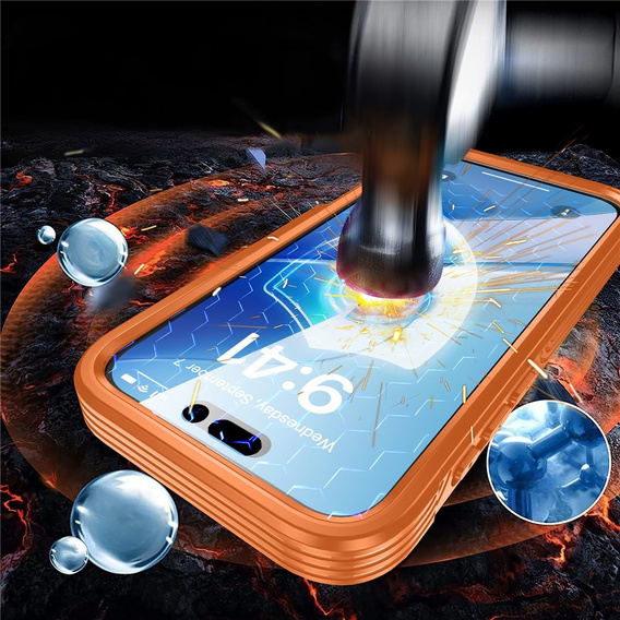 Противоударный чехол со стеклом, для MagSafe для iPhone 17 Pro Max, оранжевый