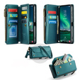 Чехол CASEME для Samsung Galaxy S25 FE, RFID Leather Wallet, с плечевым ремнем, зелёный