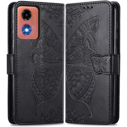 Чохол-книжка для Motorola Moto E14, Butterfly, чорний