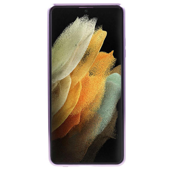 Магнитный чехол с двойным стеклом MagSafe для Samsung Galaxy S21 Ultra, фиолетовый
