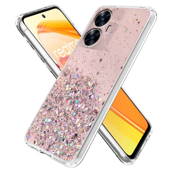 Чехол до Realme C55, Glittery, розовый
