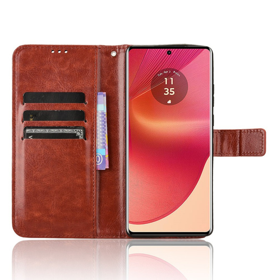 Футляр з клапаном для Motorola Edge 50 Fusion 5G, Crazy Horse Wallet, коричневий