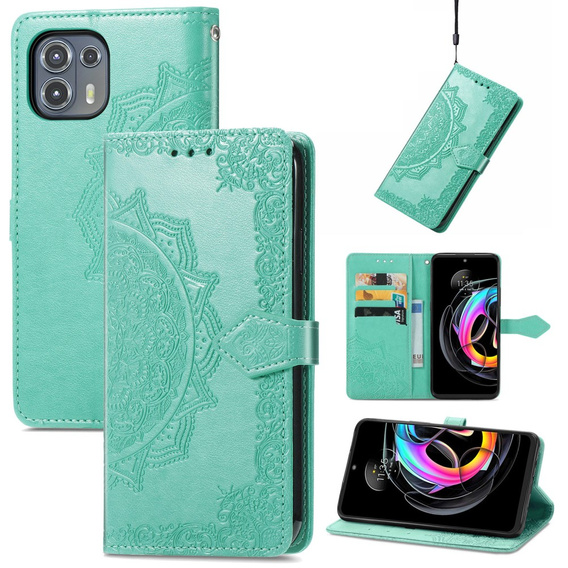Откидной чехол для Motorola Edge 20 Lite, Mandala, зелёный