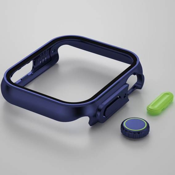 Силиконовый футляр со встроенным защитным стеклом до Apple Watch 7 / 8 45MM, Dark Blue/Green