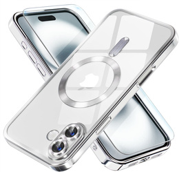 Чохол для iPhone 16 Plus, Electro MagSafe, сріблястий + Скло на екран