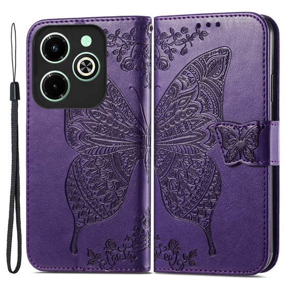 Чохол-книжка для Infinix Hot 40i, Butterfly, фіолетовий
