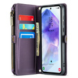 Чехол CASEME для Samsung Galaxy A55 5G, RFID Leather Wallet, с плечевым ремнем, фиолетовый