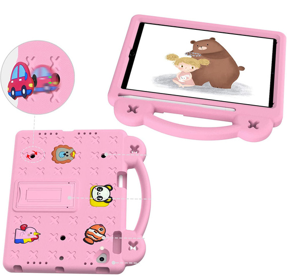 Детский чехол для iPad 9.7" 2018/2017 (6/5 gen.) / Pro 9.7" 2016, Cute Patterns, с подставкой, розовый