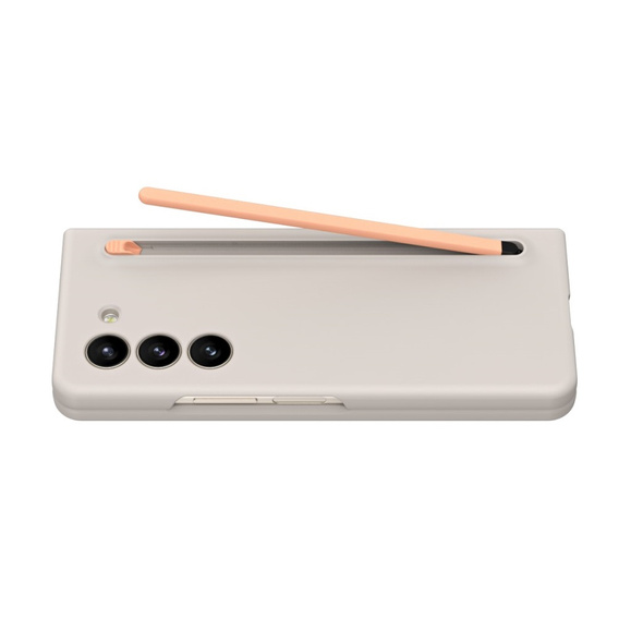 Чехол для Samsung Galaxy Z Fold 5 5G, со стеклом и стилусом, серый / розовый