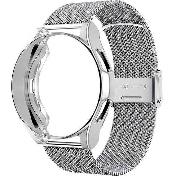 Металический браслет с чехлом для часов Samsung Galaxy Watch 4 Classic 46mm, Silver
