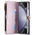 Чехол CASEME для Samsung Galaxy Z Fold6 5G, RFID Leather Wallet, с плечевым ремнем, розовый