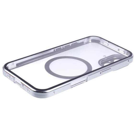 Магнітний чохол Dual Glass MagSafe для iPhone 16, сріблястий