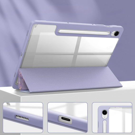 Чехол для Samsung Galaxy Tab S10 Lite / S10 FE / S9 FE, Smartcase Hybrid, с местом для стилуса, Marble фиолетовый
