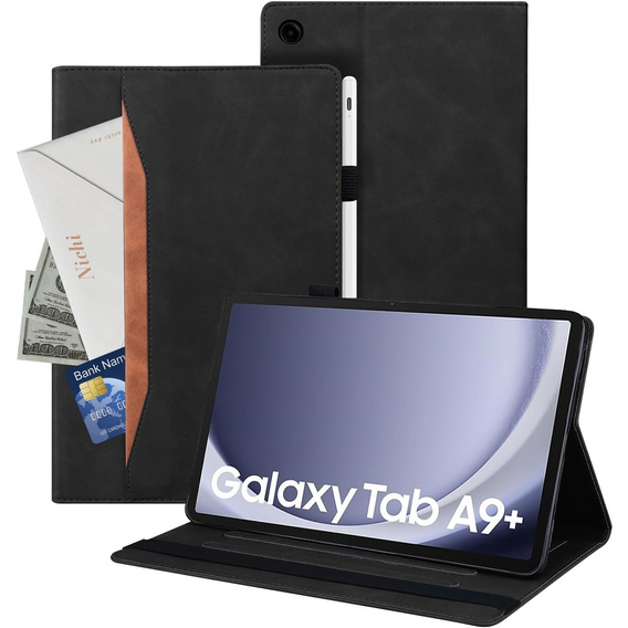 Чехол для Samsung Galaxy Tab A9+, Classic, с местом для стилуса, чёрный