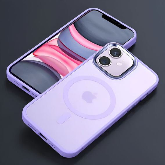 Чехол для iPhone 11, для MagSafe, ERBORD Matt Case, фиолетовый + стекло для экрана