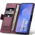 Чохол для Samsung Galaxy S25 FE, ERBORD Glossy Litchi, гаманець з клапаном, червоний