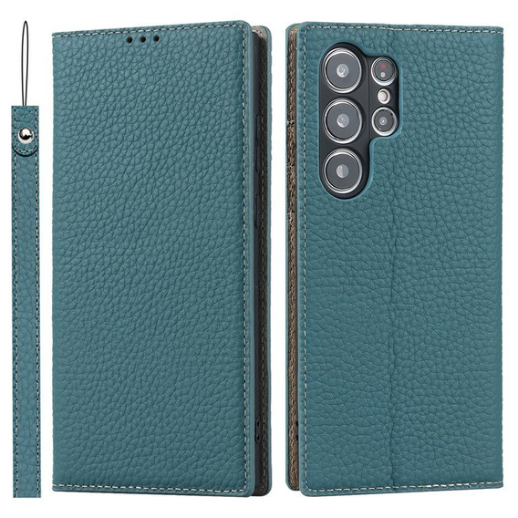 Кожаный чехол для Samsung Galaxy S23 Ultra, ERBORD Grain Leather, синий