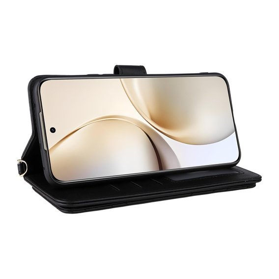 Чохол з клапаном для Realme 14 Pro+ 5G, Crossbody Leather Wallet, чорний