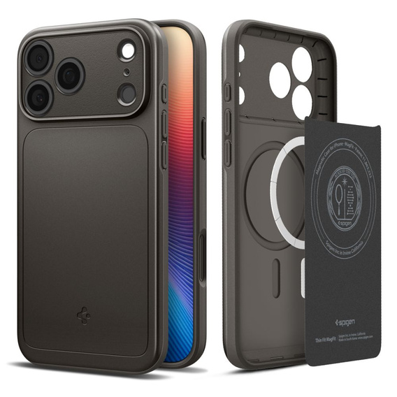 Чехол Spigen для iPhone 17 Pro, Thin Fit MagSafe, Gunmetal