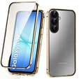 Чохол для Samsung Galaxy A17 5G, Magnetic Dual Glass, прозорий з золотистими боковинами
