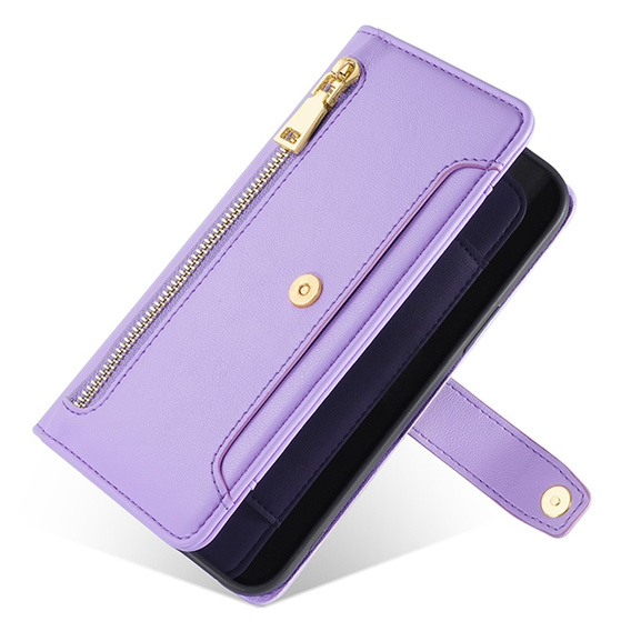 Откидной чехол для Oppo A78 4G, Wallet Zipper Pocket, фиолетовый