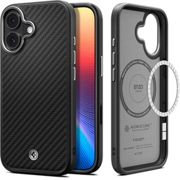 Чохол Spigen Enzo Aramid MagSafe для iPhone 17, карбоновий чорний / сріблястий