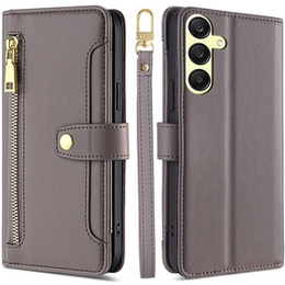 Откидной чехол для Samsung Galaxy A25 5G, Wallet Zipper Pocket, серый
