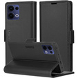 Чехол для Oppo Reno 13, ERBORD Glossy Litchi, кошелек с клапаном, чёрный