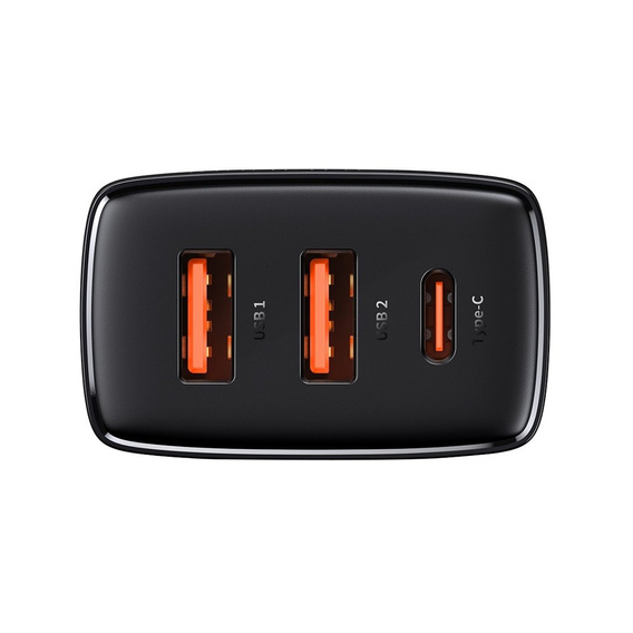 BASEUS  Зарядное устройство 2xUSB + USB Type-C, 30W1- Black