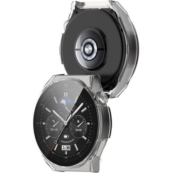 Силиконовый футляр со встроенным защитным стеклом до Huawei Watch GT 3 Pro 46mm, Transparent White