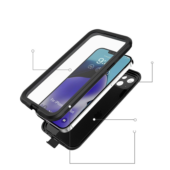 Водонепроникний чохол IP68 для iPhone 15 Plus, чорний