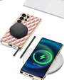 Чехол для Samsung Galaxy S25 Ultra, Leather Rhombus, розовый