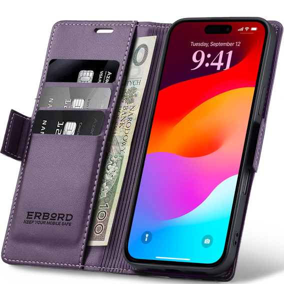 Чохол-гаманець ERBORD Glossy Litchi з клапаном для iPhone 17 Pro Max