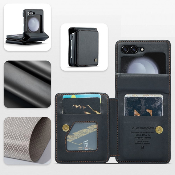 CASEME флип-кейс для Samsung Galaxy Z Flip5 5G, Litchi Wallet, чёрный