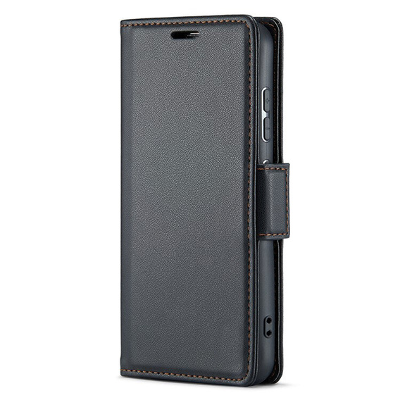 Чохол для Motorola Edge 60 / 60 Fusion, ERBORD Glossy Litchi, гаманець з клапаном, чорний