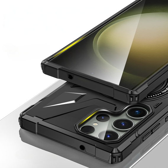 Чохол для Samsung Galaxy S24 Ultra, броньований з підставкою та ручкою, чорний