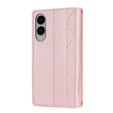 чехол-крышка для Samsung Galaxy S25 Edge, Rhombus Crossbody Leather, розовый rose gold