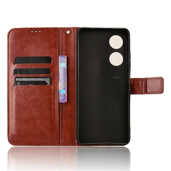 Откидной чехол для Oppo A60, Crazy Horse Wallet, коричневый