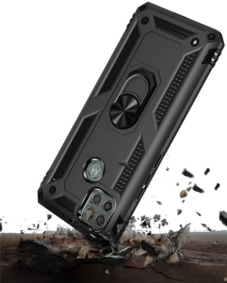 Бронированный Чехол до Motorola Moto G9 Power, Nox Case Ring, чёрный