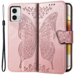 Чохол-книжка для Motorola Moto G73 5G, Butterfly, рожевий rose gold