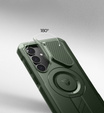 Броньований чохол для Samsung Galaxy S25+ Plus, Dexnor CamProtect MagSafe, зелений (Дві рамки)