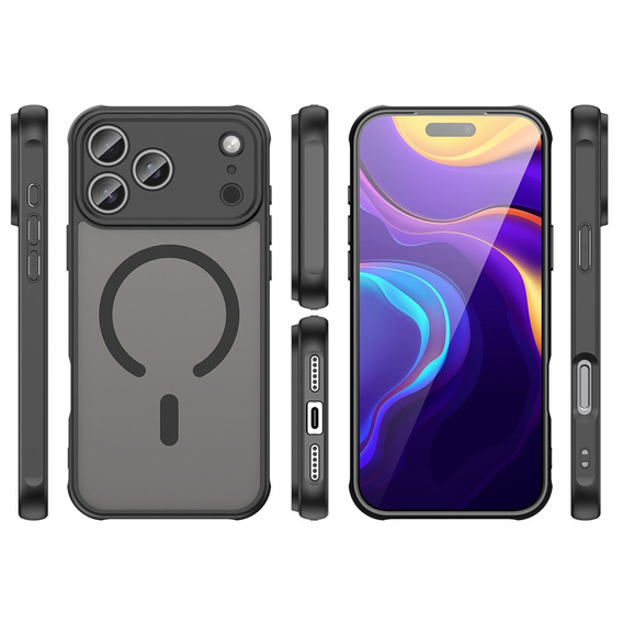 Матовый чехол для iPhone 17 Pro Max, для MagSafe, с защитой камеры, черный