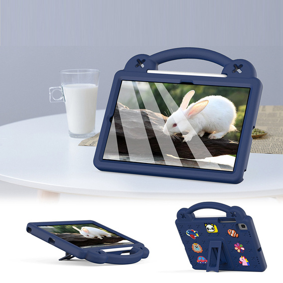 Детский чехол для Samsung Galaxy Tab S6 Lite 10.4 2020/2022 / Tab A7 2020 T500 / T505 / Tab S6 T860/T865, Cute Patterns, с подставкой, темно-синий