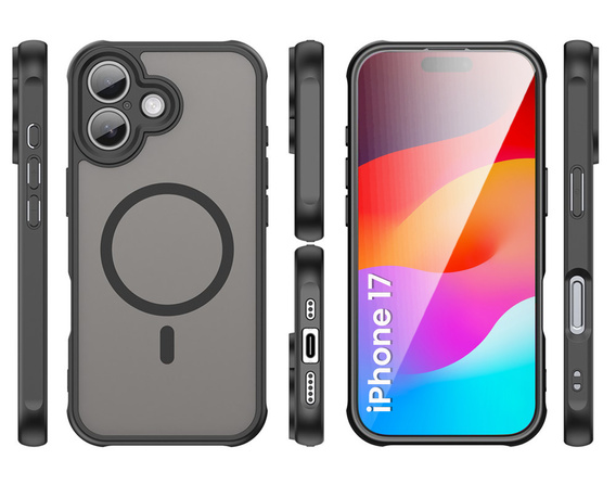 Чохол для iPhone 17, для MagSafe, із захистом камери, тонований з чорною рамкою