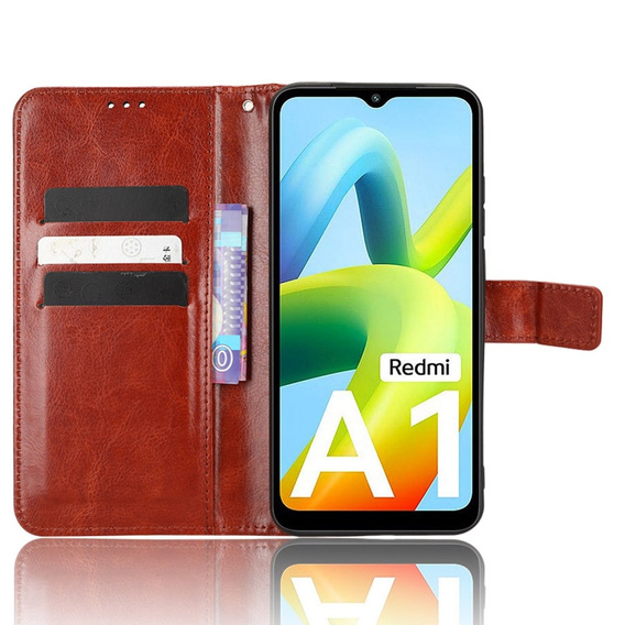 Откидной чехол для Xiaomi Redmi A1 4G / A2 4G, Crazy Horse Wallet, коричневый