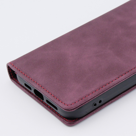 Чохол для iPhone 15 Pro Max, ERBORD Vintage, гаманець з клапаном, червоний