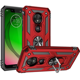 Бронированный Чехол до Motorola Moto G7 Power, Nox Case Ring, красный